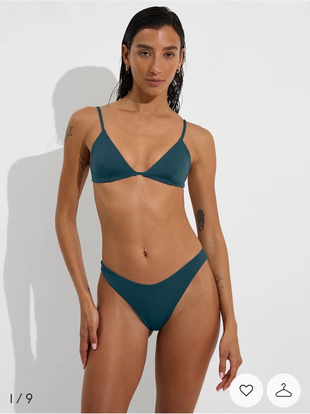 Left On Friday | Dip Bottom Deep End Teal Bikini Swim Bottom - Size Large